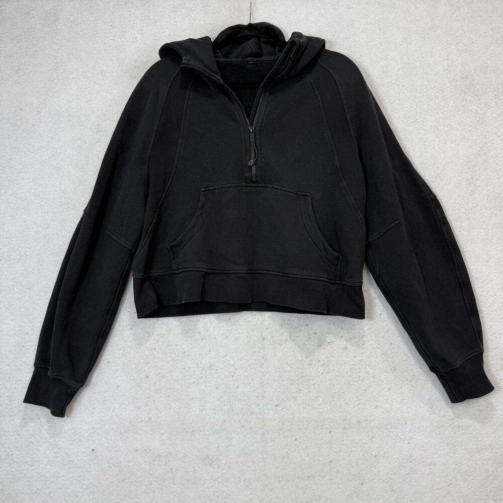 Lululemon Sweatshirt Womens M/L Black Scuba Fleece 1/2 Zip Oversized Hoodie